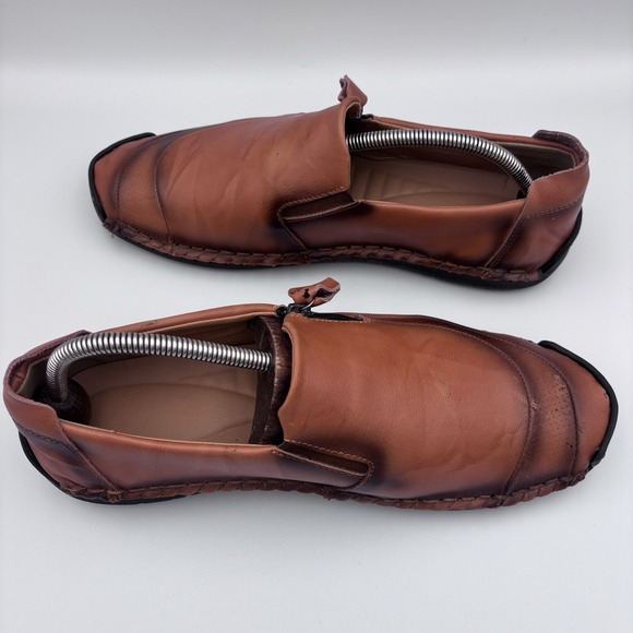 Fashion Menico 100% CAOUTCHOUC Men\'s Size 12 47 Brown Sewn Leather Slip On Sport